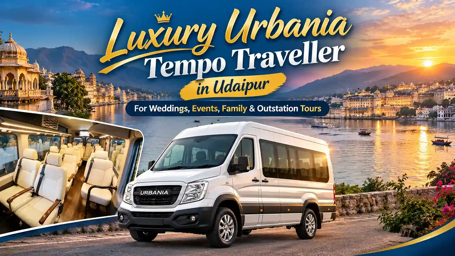 Luxury Urbania Tempo Traveller in udaipur for weddings, events, family, outstation tours
